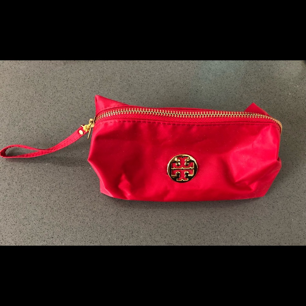 Red Tory Burch Nylon Makeup Bag
